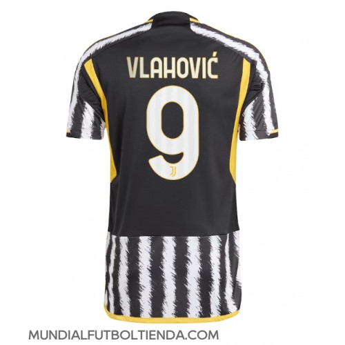 Camiseta Juventus Dusan Vlahovic #9 Primera Equipación Replica 2023-24 mangas cortas